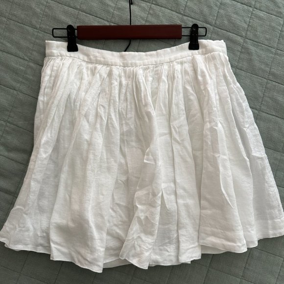 J. Crew White Pleated Linen Mini Skirt Size 8 - Picture 6 of 12